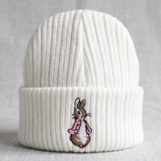 KW104: Baby Embroidered Pink Bunny Rabbit Knitted Hat (Newborn -3 Months)